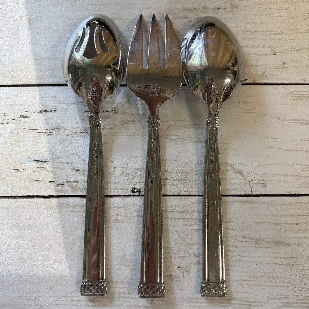 WATERFORD Stainless Padova 3-Piece HOSTESS SERVING SET Spoons Fork Discontinued